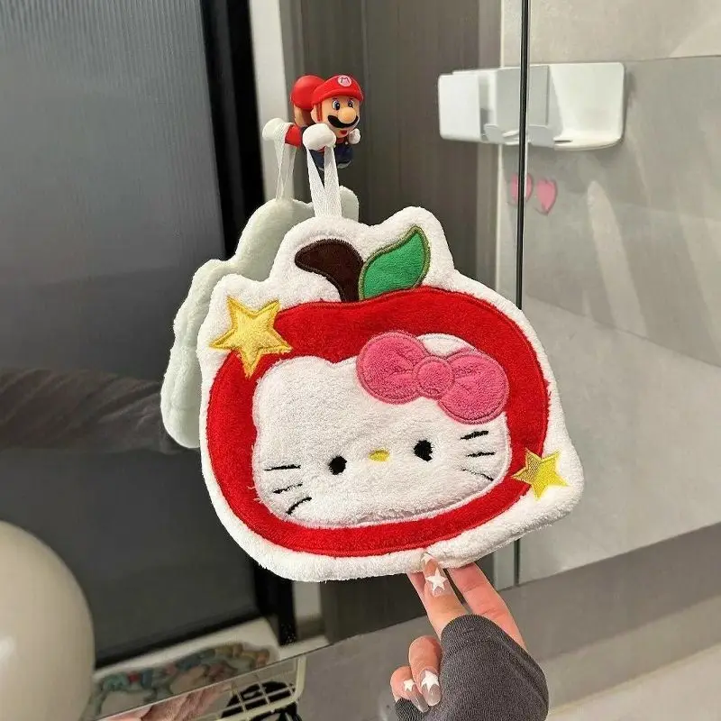 

Hanging Hand Towel Cute MINISO Hello Kitty Towel With Water Absorption Thick High Aesthetic Value kitchen Bathroom Hand Towel