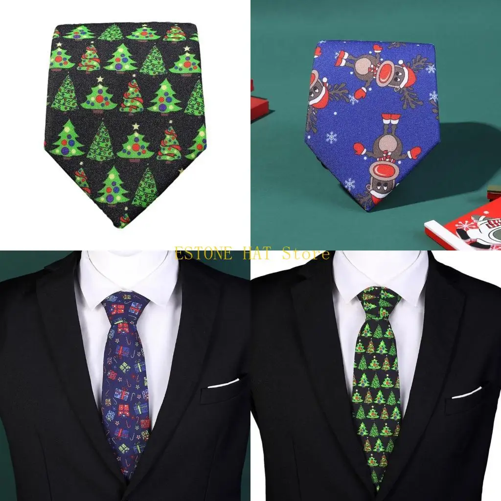49MF Christmas Party Jacquard Tie for Men Uniform Necktie Family Gathering Necktie