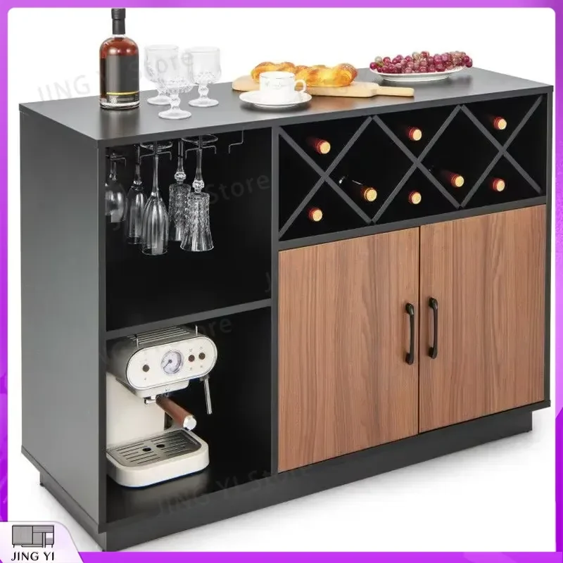 

Industrial Wine Cabinet with Removable Wine Racks Glass Shelves Bar Storage Unit Beverage Cooler Display Stand for Restaurant