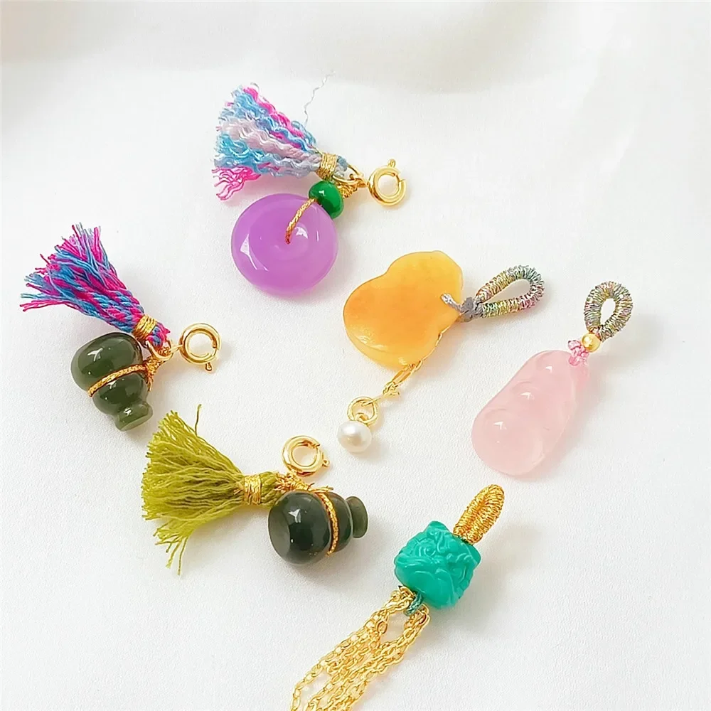 

Natural Stone, Agate, Green Beans, Hetian Jade, Gourd, Peace Pendant, Diy Bracelet, Necklace, Beaded Jewelry Accessories