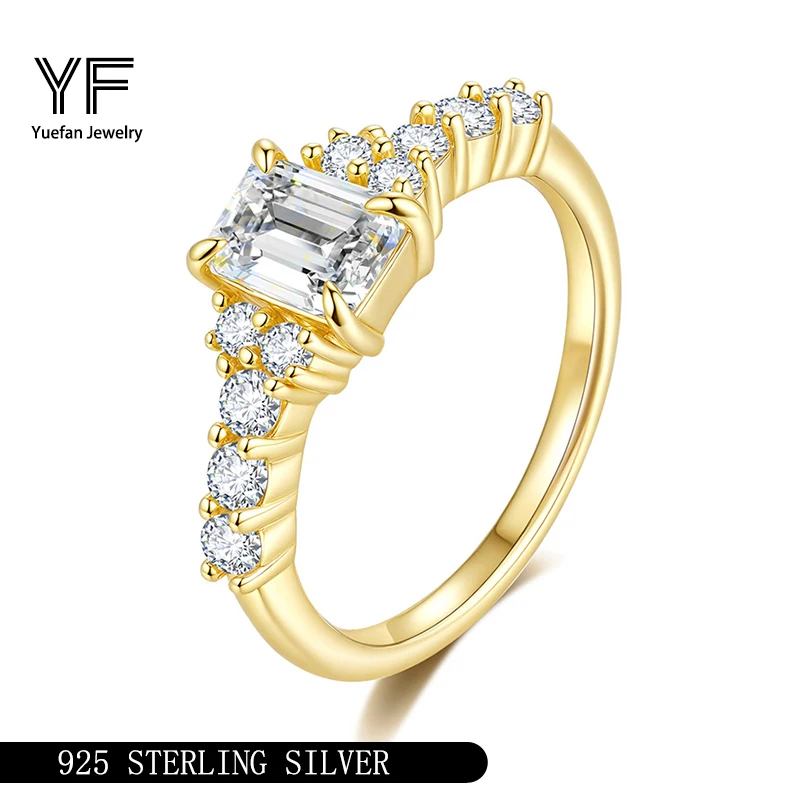 

Rings Woman 1CT Moissanite Sterling Silver 925 Jewelry 18K Gold Plated Luxury Wedding Party Designer Customizable Gift