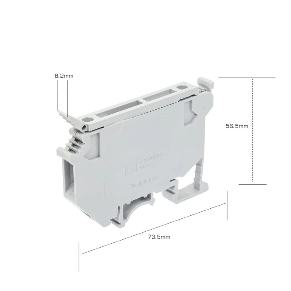 50pcs Din Rail Terminal Block UK-5-HESI Gray Connector Screw Fuse Terminal Block Connector Screw Fuse Holder Conductor 24V220V