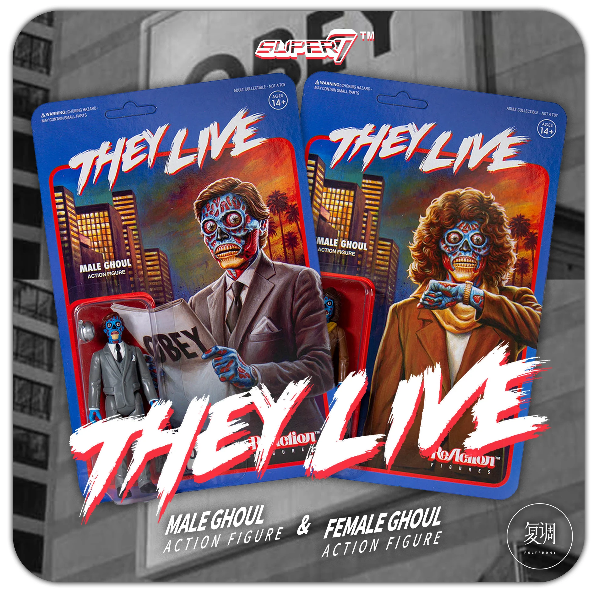 

In Stock Super7 They Live ReAction Figure Movie Horror Ghoul Toy Collection Gift Doll Halloween Birthday