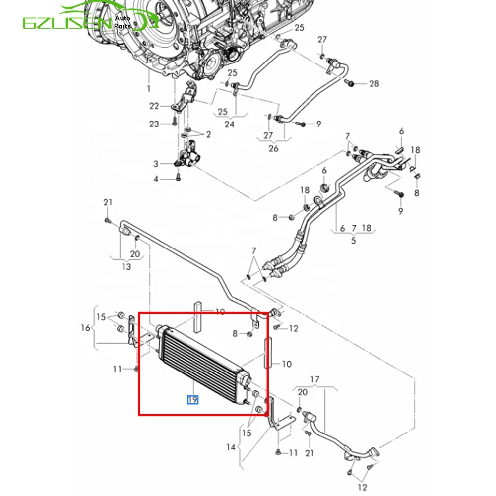 نظام تبريد السيارة 4w0317019 4W0317019A مبرد زيت ناقل الحركة لسيارة Bentley Continental GT GTC 2012+ Flying Spur 2014+