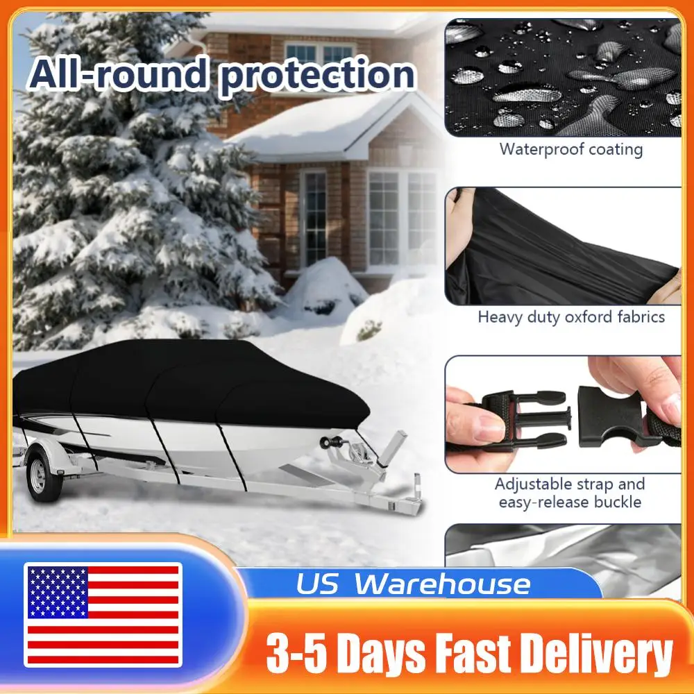 

Чехол для лодки 14-16 футов из ткани Оксфорд 210D, водонепроницаемый, для рыбалки и катания на лыжах, защита V-образного корпуса, аксессуары для скоростных катеров