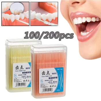 100/200 Stuks Tandheelkundige Tandenstokers Double-Ended Ontwerp Schoonmaken Tool Tussen Tanden Wegwerp Rager Mondhygiëne Care Tool