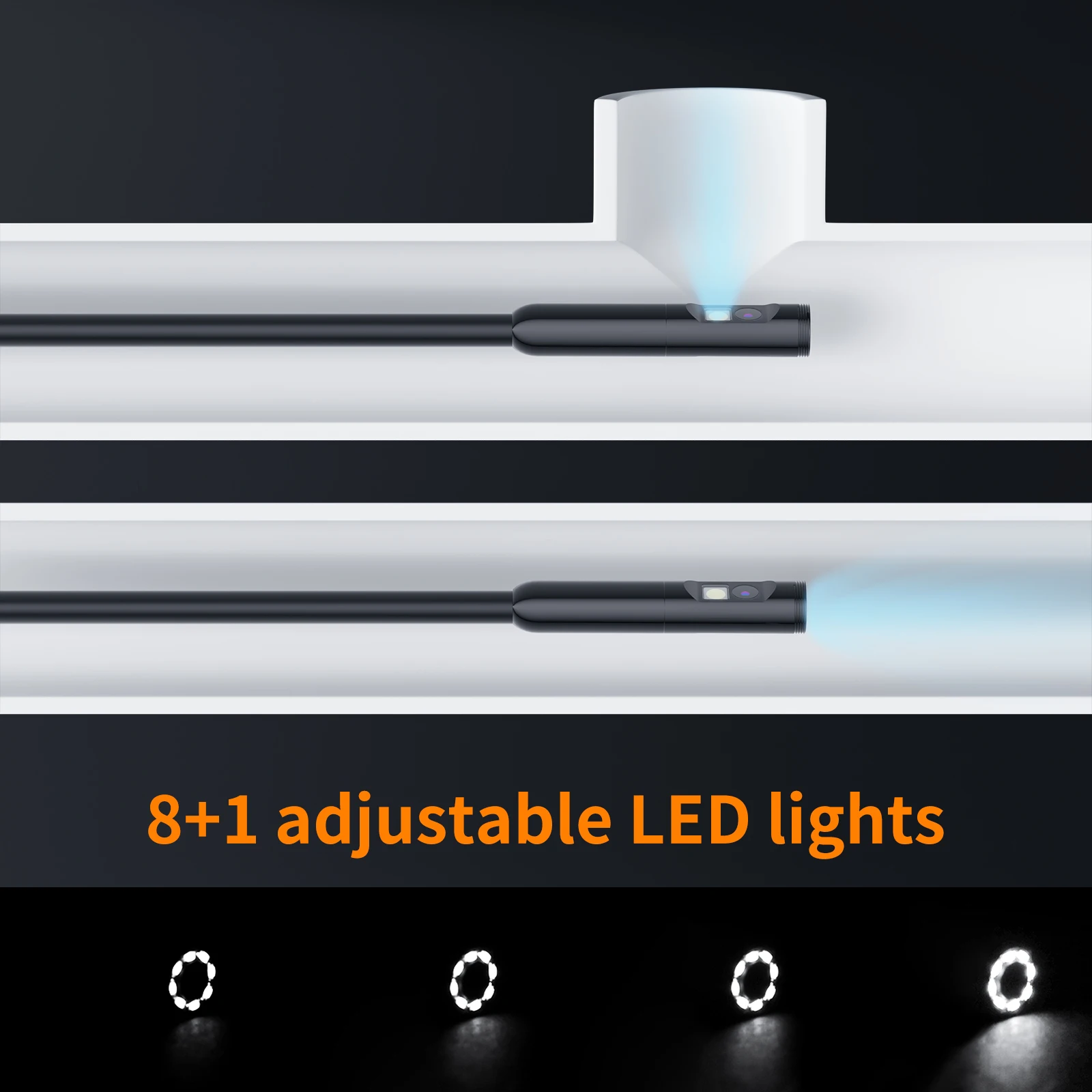 P200 كاميرا المنظار المحمولة 2 متر إلى 100 متر كابل 8 مللي متر عدسة مزدوجة 1080P الصناعية Borescope 4.3 بوصة شاشة كاميرا فحص الأنابيب #5