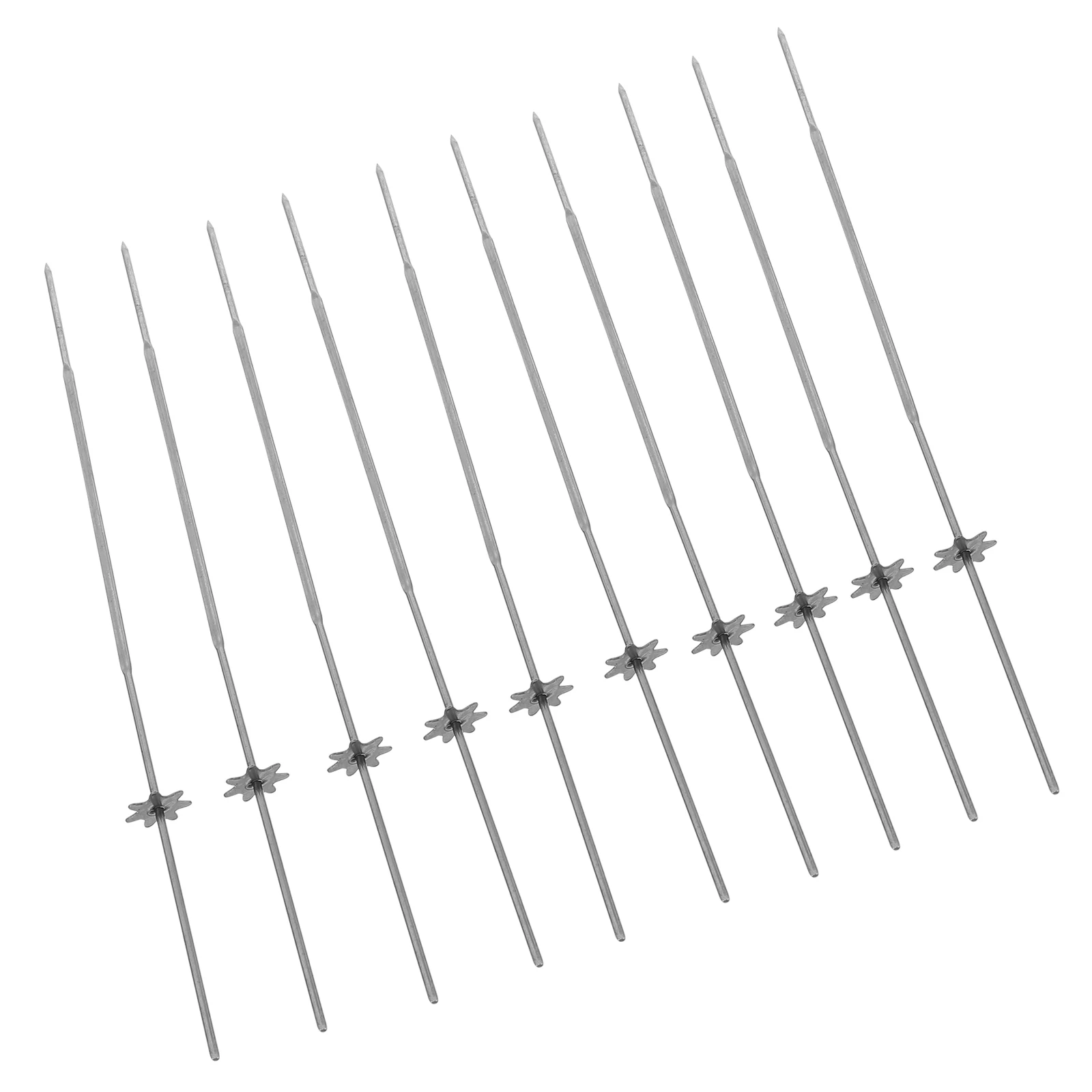 

10pcs Gear BBQ Skewers Stainless Steel Reusable Kebab Sticks Grilling Tools Double Rotating Silver Safe Durable Kitchen Barbecue