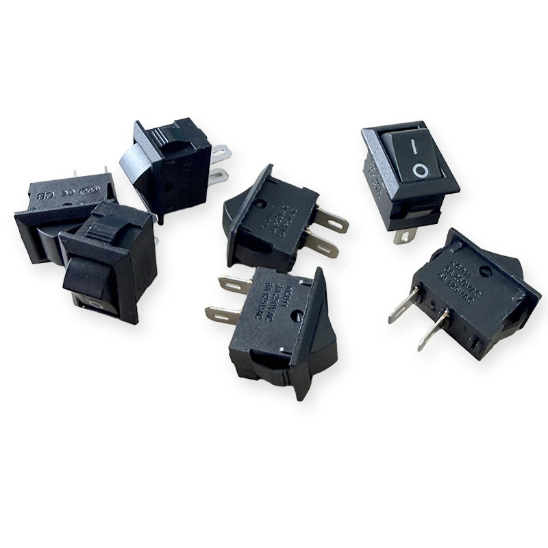 30PCS KCD11-101 Black 10x15mm Small Rocker Switch 2-Pin 2-Position 3A 250VAC/ 6A 125VAC Copper feet Mini Power Button Switch
