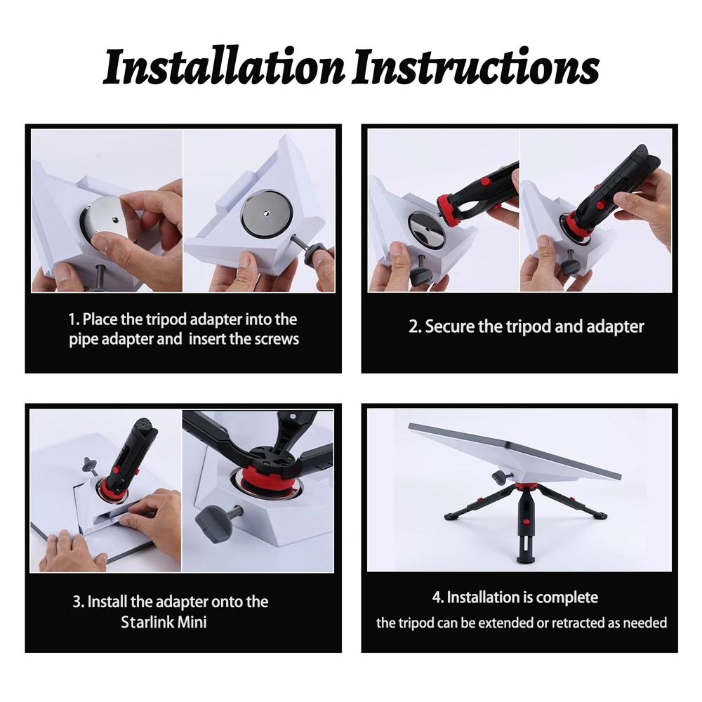 Starlink-アダプター付きミニ三脚マウントセット,高さと傾斜を調整可能,ポータブル,ミニアンテナに最適