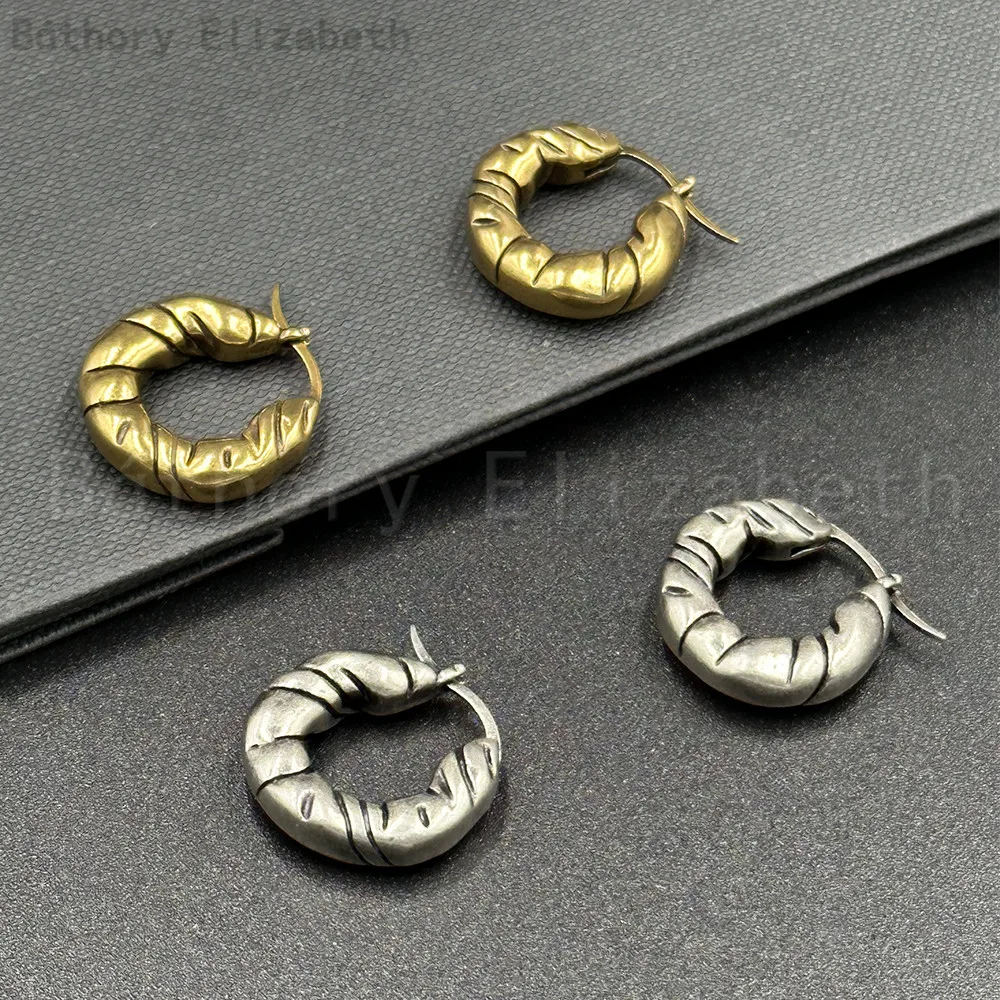 

Báthory Elizabeth Vintage Designer Gold Silver Round Contort Earring Luxury Jewelry Woman High Quality Birthday Party Gift