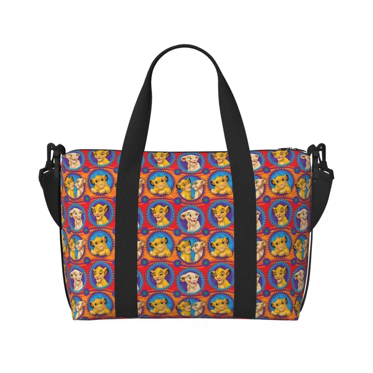 

Custom The Lion King Movie Groceries Tote Shopping Bags Women Big Capacity Retro Simba Pattern Beach Gym Travel Bags