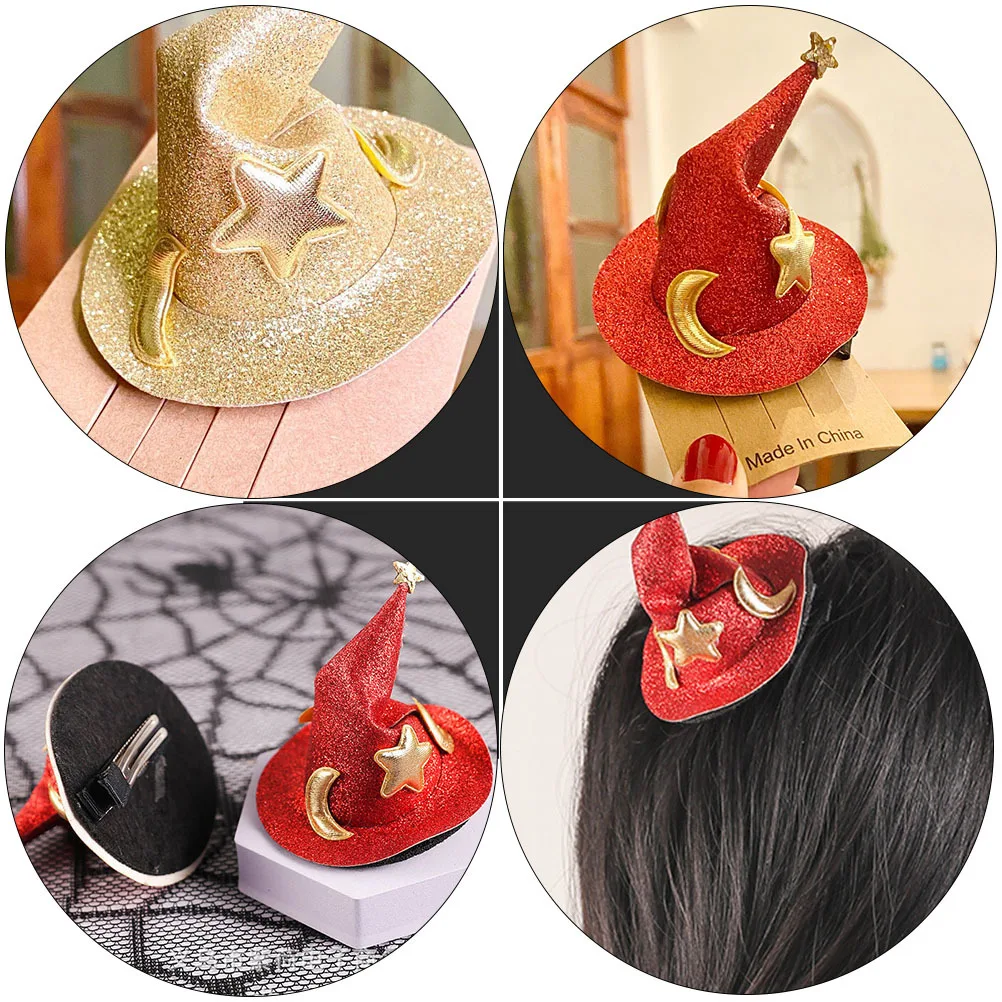 

4Pcs Witch Hat Hairpins Halloween Barrette Decorations Portable Compact Size for Any Occasion Halloween Hairpin