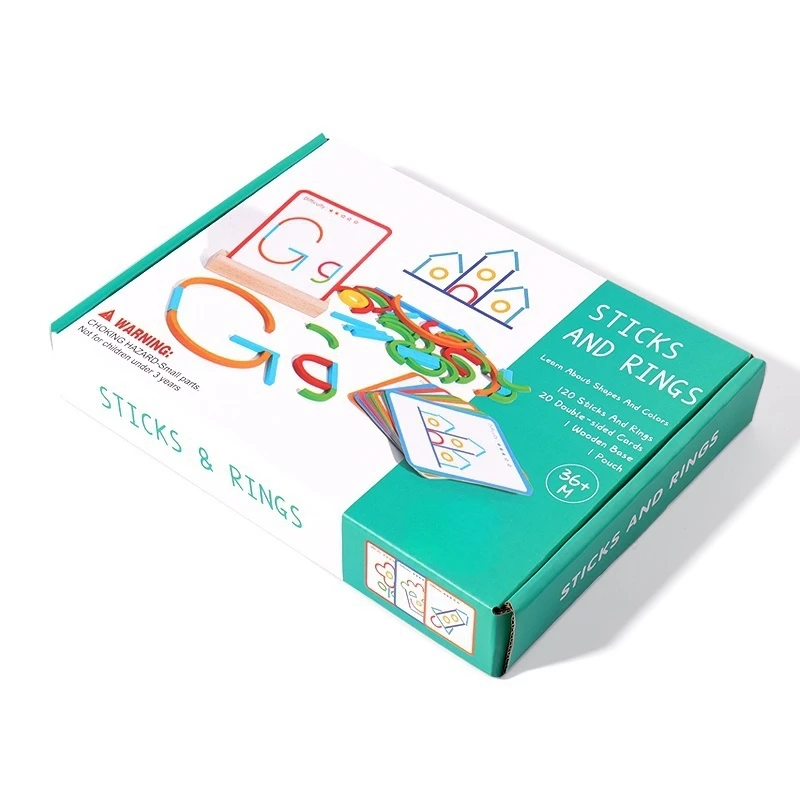 Bastoni e anelli creativi in legno Puzzle Gioco di intelligenza Montessori Giocattoli educativi per la prima infanzia per bambini di 3 anni