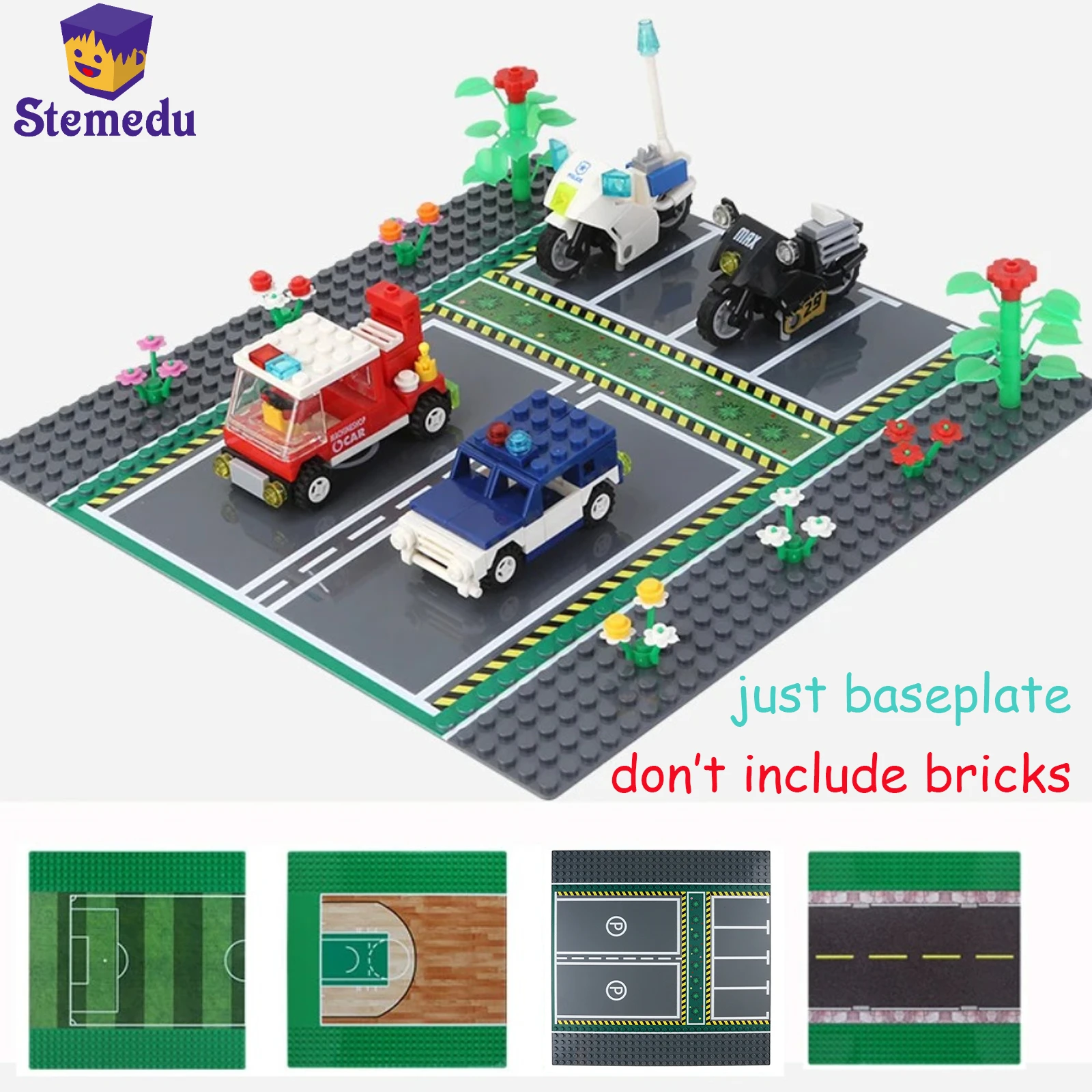 

City Street View Road BasePlate Building Blocks 32*32 Dots DIY Toys Parking Lot Football Basketball Court Small Particle 25*25cm