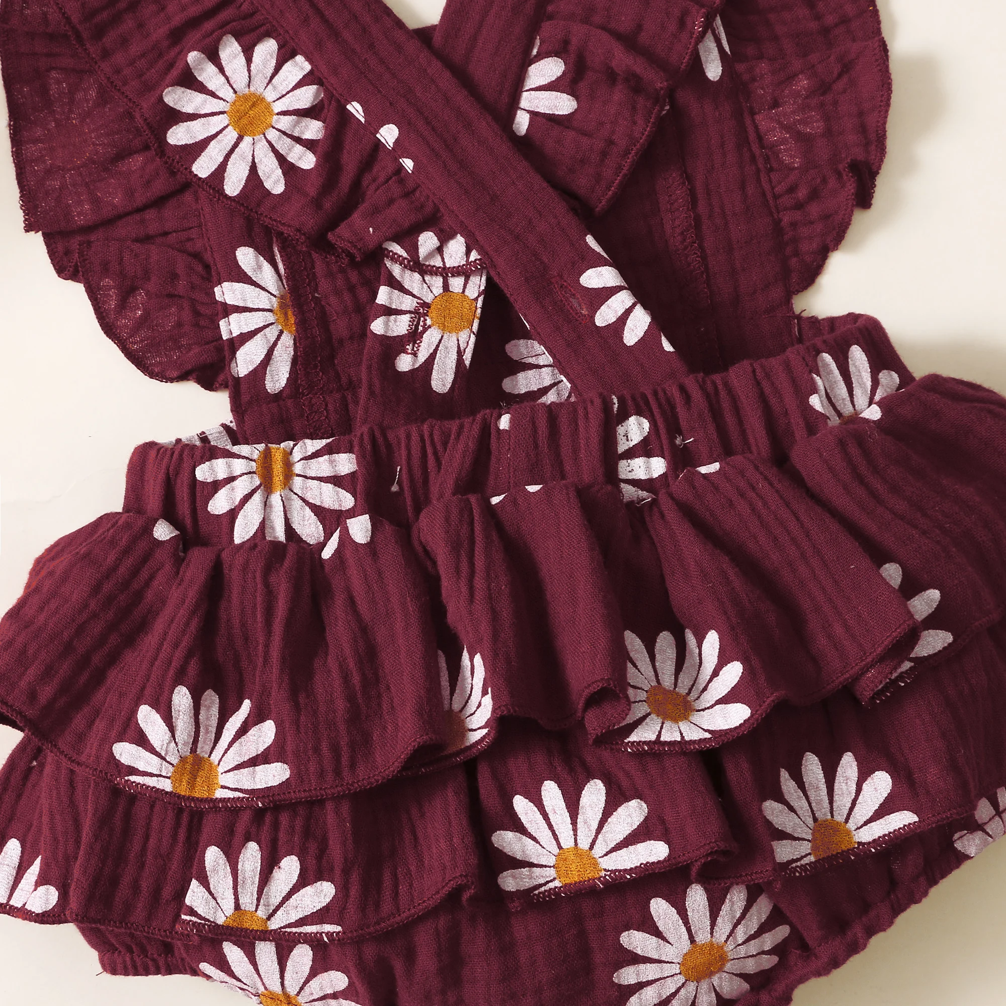 Sommer Neugeborenen 0-18Month Baby Mädchen Strampler Sonnenblumen Druck Ärmellose Nette Kinder Onepiece Overall – Detail 6