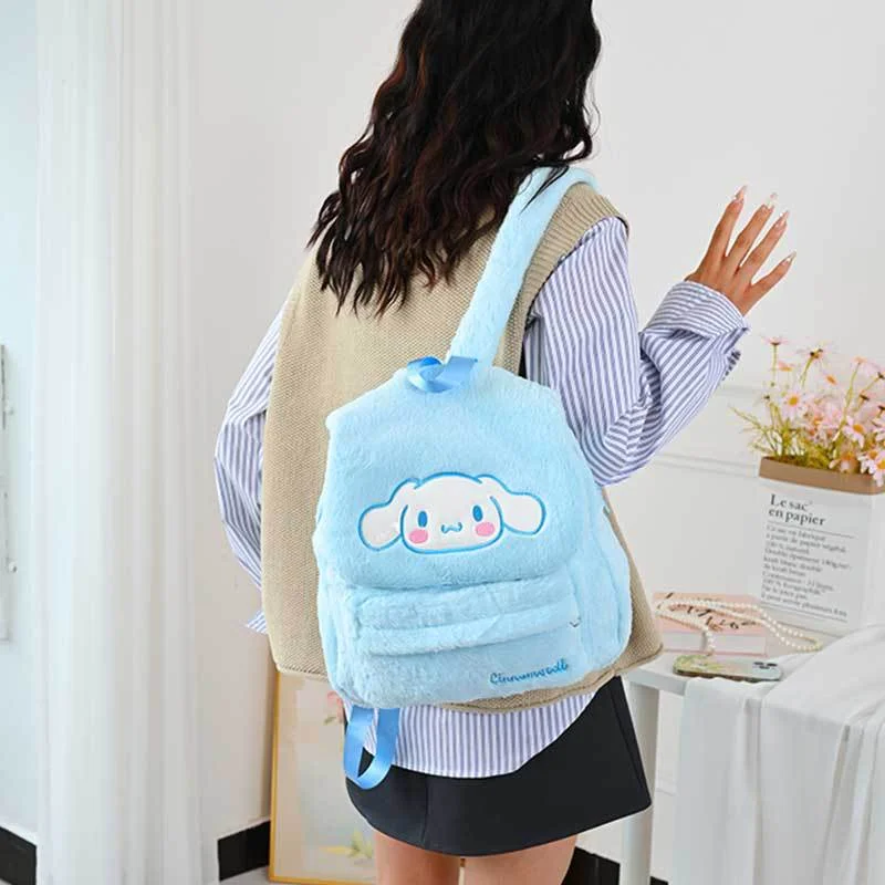 Sanrio Hello Kitty Leuke Zoete Student Schooltas Kulomie Cartoon Borduren Afdrukken Eenvoudige Mode Pluche Flip Rugzak