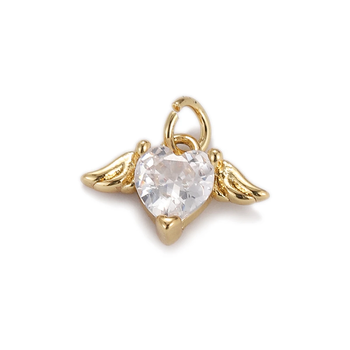 5pcs Gold Color Stainless Steel Zircon Pendants Multicolor Heart Charms Necklace Earrings Jewelry Making Supplies Accessories
