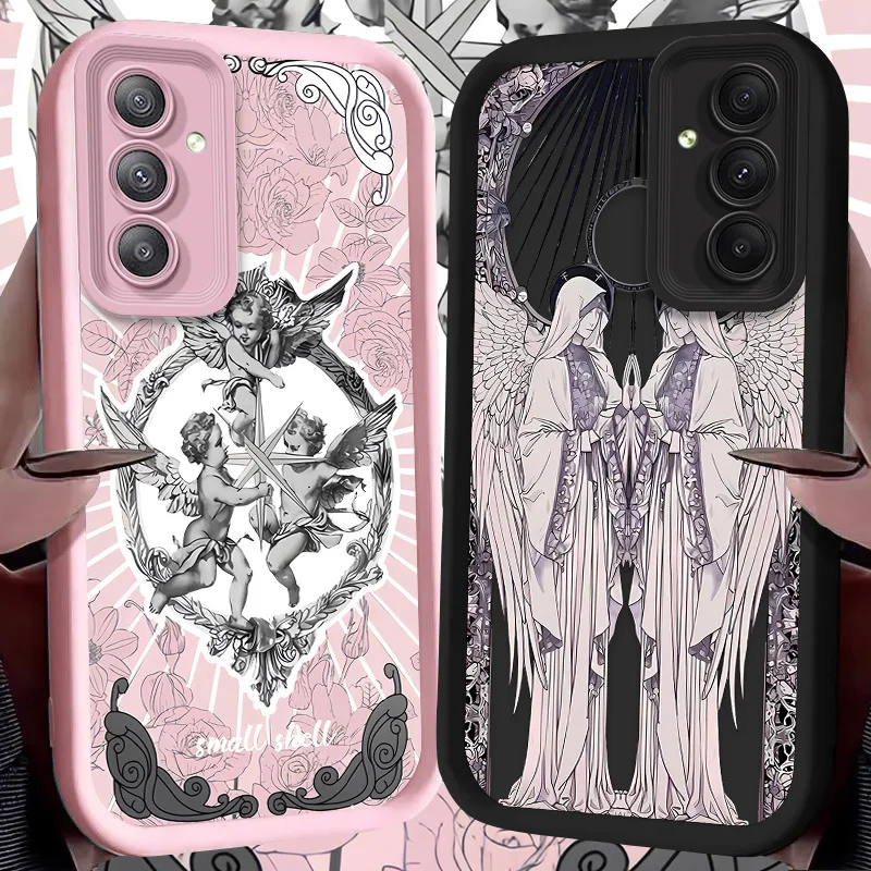 Middle Ages Retro Cupid Angel Case for Samsung Galaxy A35 A55 A15 A25 A16 A06 A05 A05S A24 A13 A23 A12 A22 A32 A52 A71 A51 4G