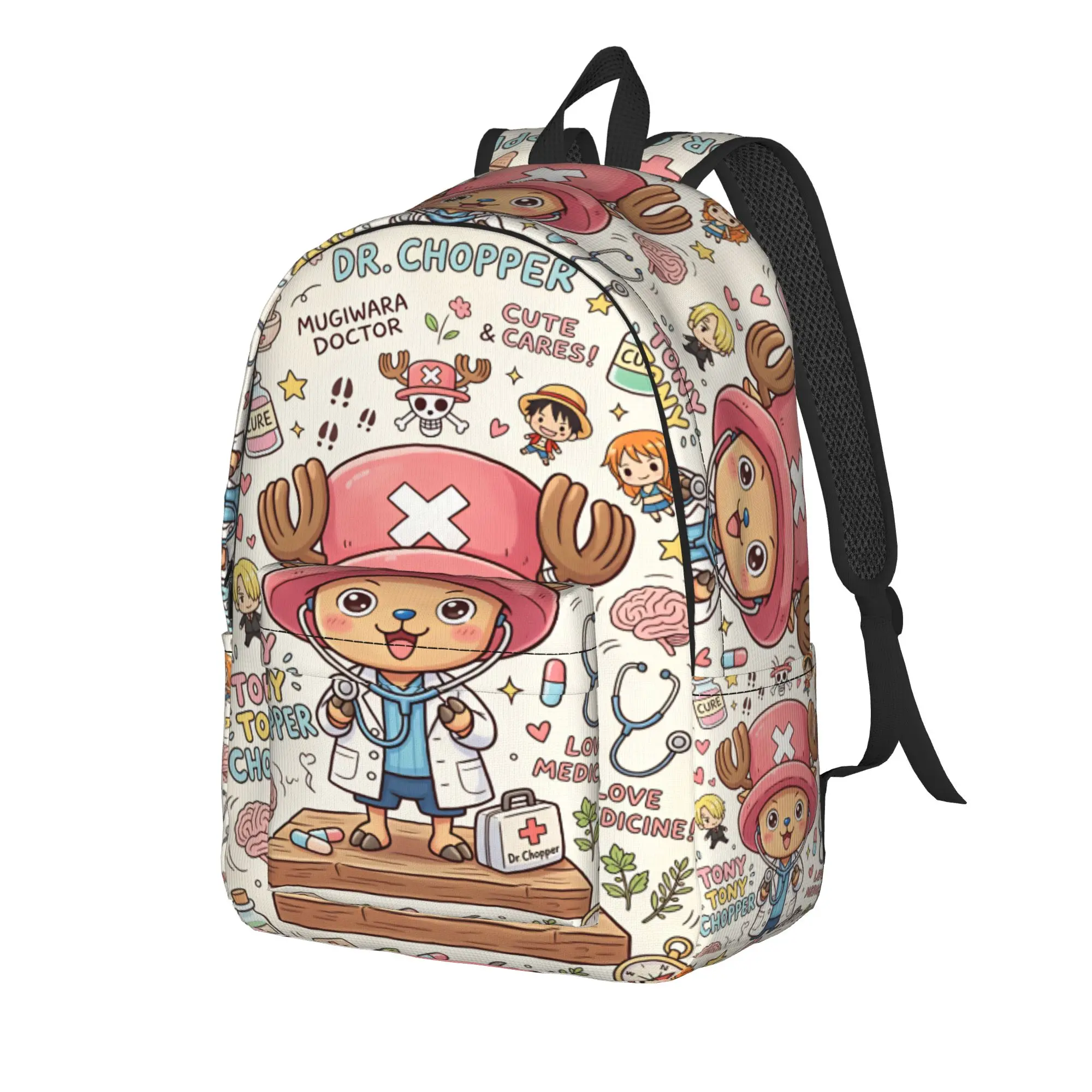 Ones Pieces Backpack Tony Tony Chopper Travel Backpacks Boy Streetwear School Bags Colorful Pattern Rucksack