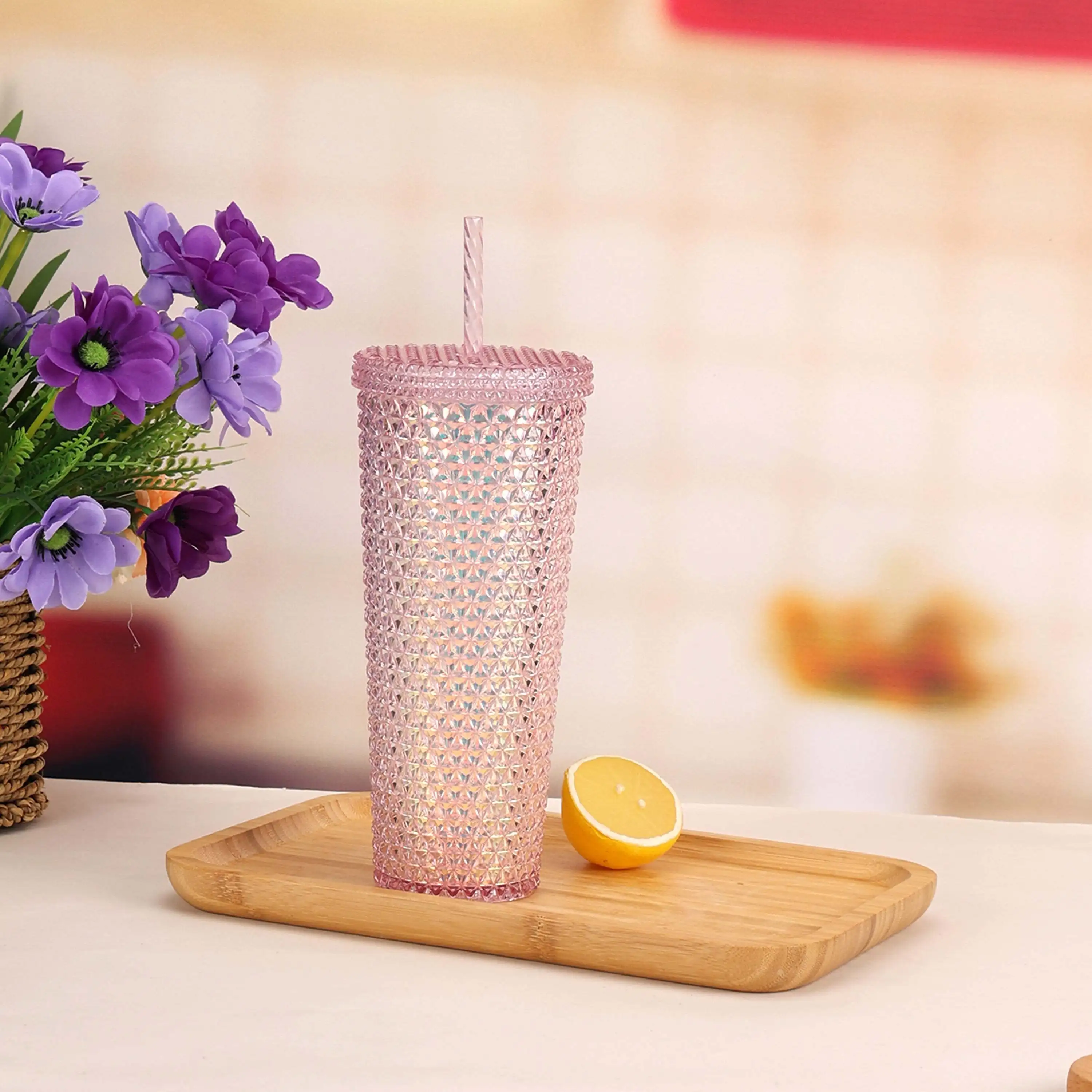 

(4-Pack) 26oz Plastic Double Wall Insulated Cups, Shatterproof Tumblers for Iced Coffee & Smoothies.