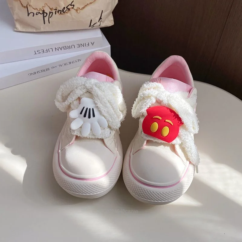 Disney Mickey Cute Canvas Shoes Spring New Design Fashion Thick Sole Shoes Women Casual Sneakers Korean Version Board Shoes Y2k