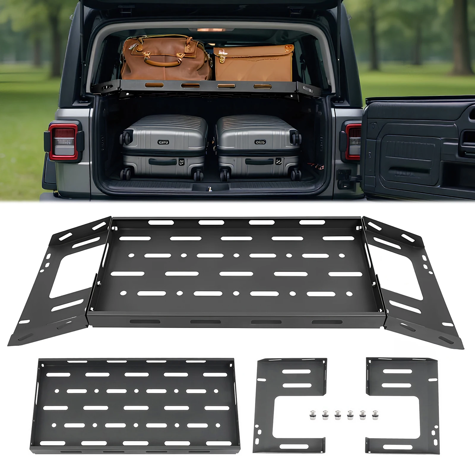 Rear Trunk Cargo Rack Basket Tray Interior Trunk Storage Rack Rear Cargo Basket Fit for Jeep Wrangler JL