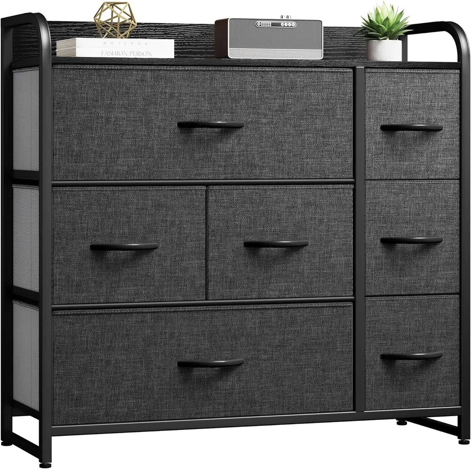 DWVO 7 Drawers Dresser, Organizer Unit for Bedroom, Fabric Dresser Storage Tower for Hallway, Entryway, Closets, Sturdy Steel Fr