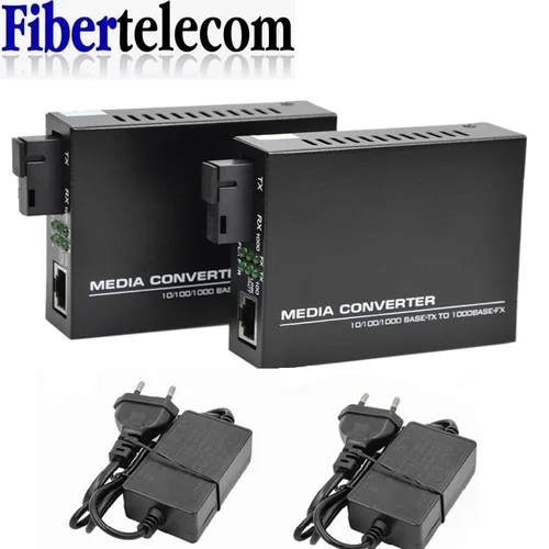 Imagen 1 del producto Convertidor de medios ópticos de fibra Gigabit, 10/100/1000Mbps, modo único, 20Km, puerto SC, fuente de alimentación externa