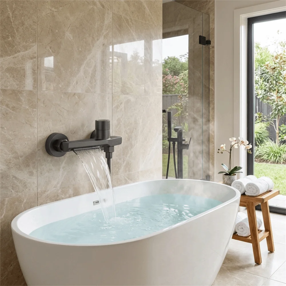 Durable Material 3-Way Bath Shower Mixer Valve Smooth Temperature Adjustment Stable Performance Bathroom Shower System