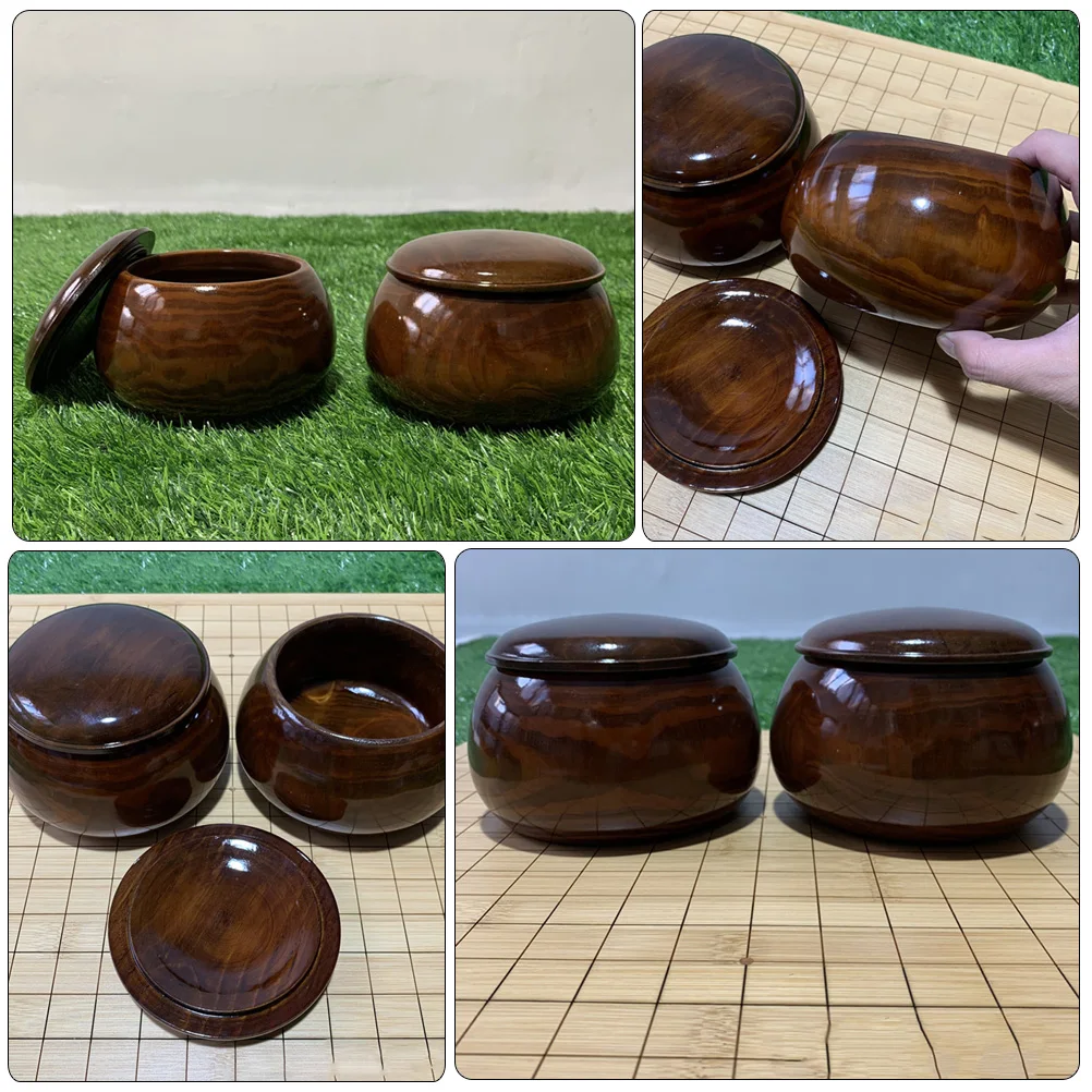 

Go Chess Pieces Storage Pot Bowl with Lid Tank For Game Lovers Wooden Large Jar