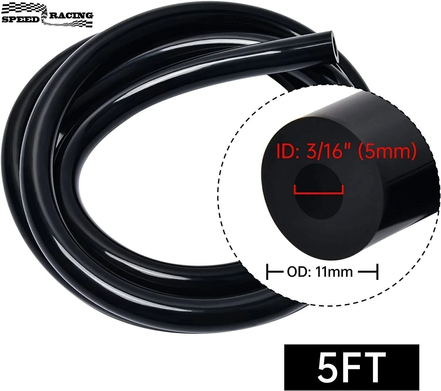 

Silicone Vacuum Tubing Hose Line 5mm 3/16 Inch 5FT 130PSI Max Pressure Black