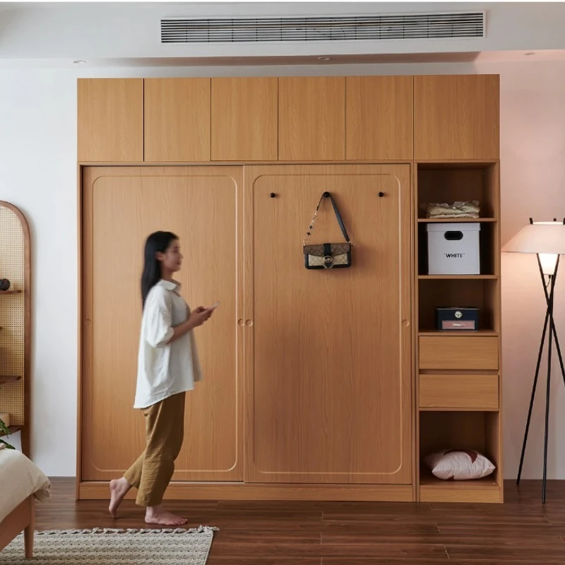 

Automatic Dressers for Bedroom Furniture Set Stackable Sliding Cabinet Doors Wardrobe Wood Armable Closet Storage Light Armoire