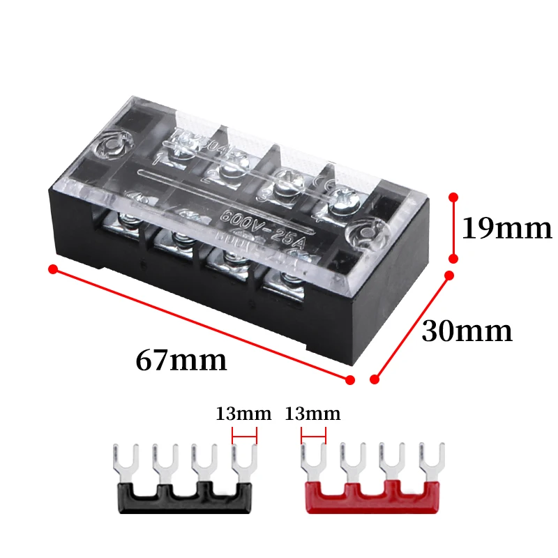 1 stücke 25A 600 V Zweireihige Streifen Elektrische Schraube Terminal Block Zaun Schraube Band Draht Stecker 3/4/5/6/8/10/12 Position