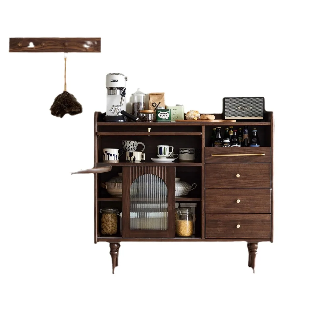 

Скандинавский обеденный боковой шкаф из цельного дерева, бытовой шкаф для хранения в маленькой квартире, чайный шкаф, боковой шкаф для гостиной, ретро-винное вино