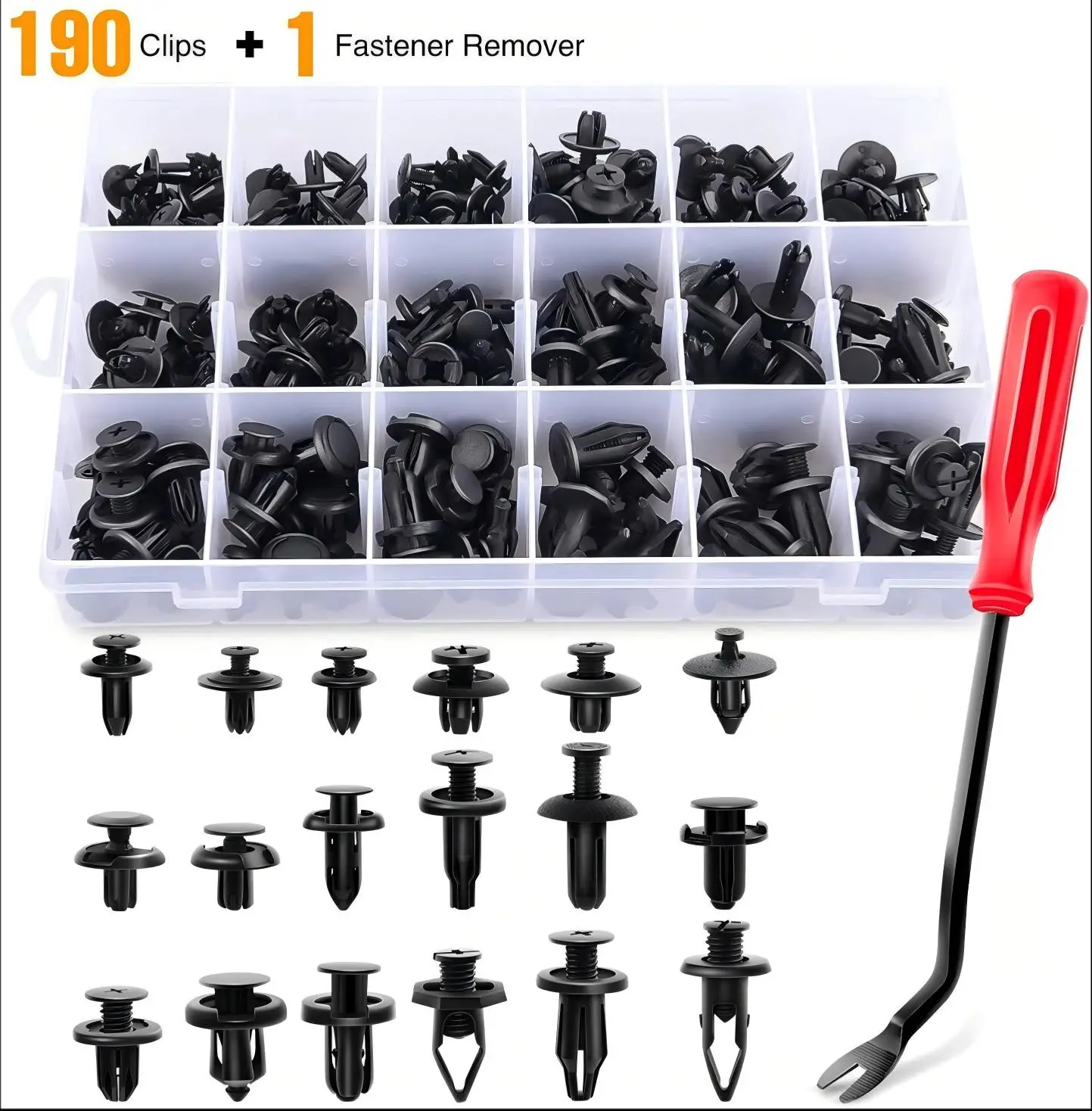 190 pezzi: kit universale di clip di fissaggio per auto, rivetti in plastica, 6 misure, clip a pressione per auto, kit di fissaggio per paraurti, parafanghi, pannelli delle portiere, accessori per