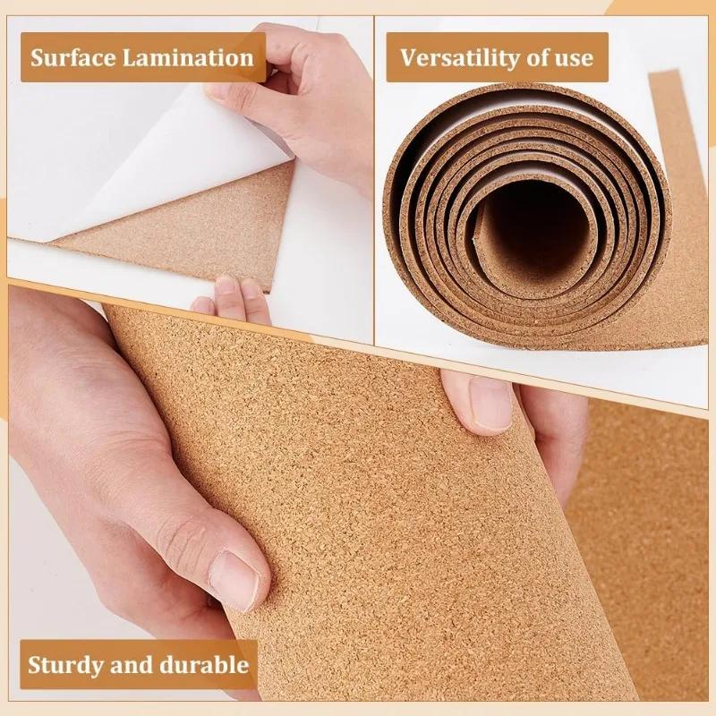 78.7x15.7 Inch Self-Adhesive Cork Roll, 3mm Thick Natural Cork Bulletin Boards, Sticky Cork Tiles for DIY Craft Kitchen Office