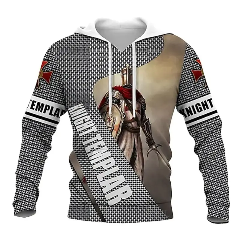 

Vintage Knight Graphic Men's Hoodies 3D Print Casual Long Sleeve Hooded Sweatshirt Autumn Winter Outdoor Street Harajuku Clothes