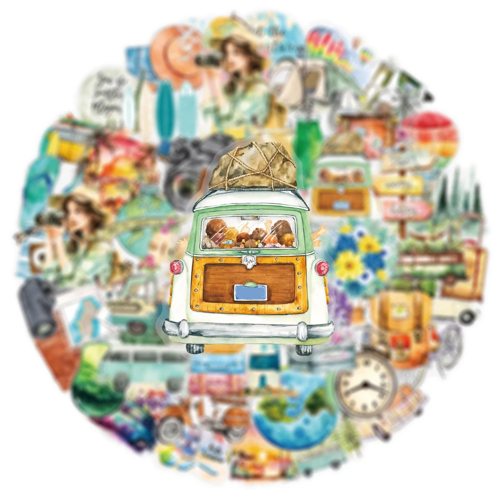 10/30/50pcs Transparent Outdoor Adventure Camping Stickers Geocaching Fishing Decals Waterproof Graffiti Bike Skateboard Car