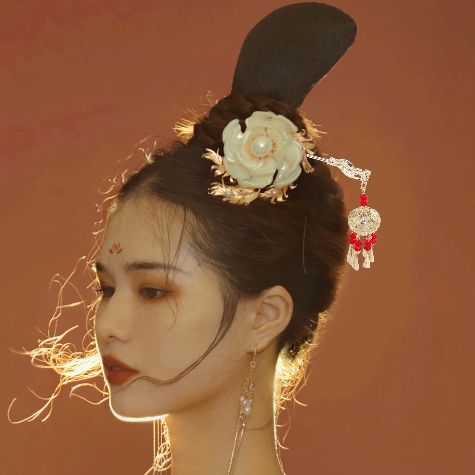 

Lamp Glow Stick Tassel Dangle Chinese Hanfu Hairpin Bun Holder Metal Long Pin Vintage Style Wedding Party Accessories Tassel