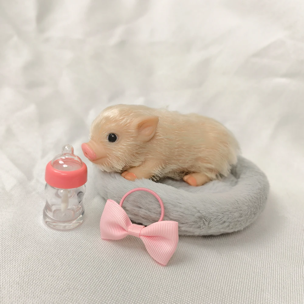 Maialino in Silicone da 5 Pollici, Morbido e Carino, Mini Animali Realistici con Accessori, Bambola Maialino Neonato Realistica, Giocattolo Antistress, Regalo