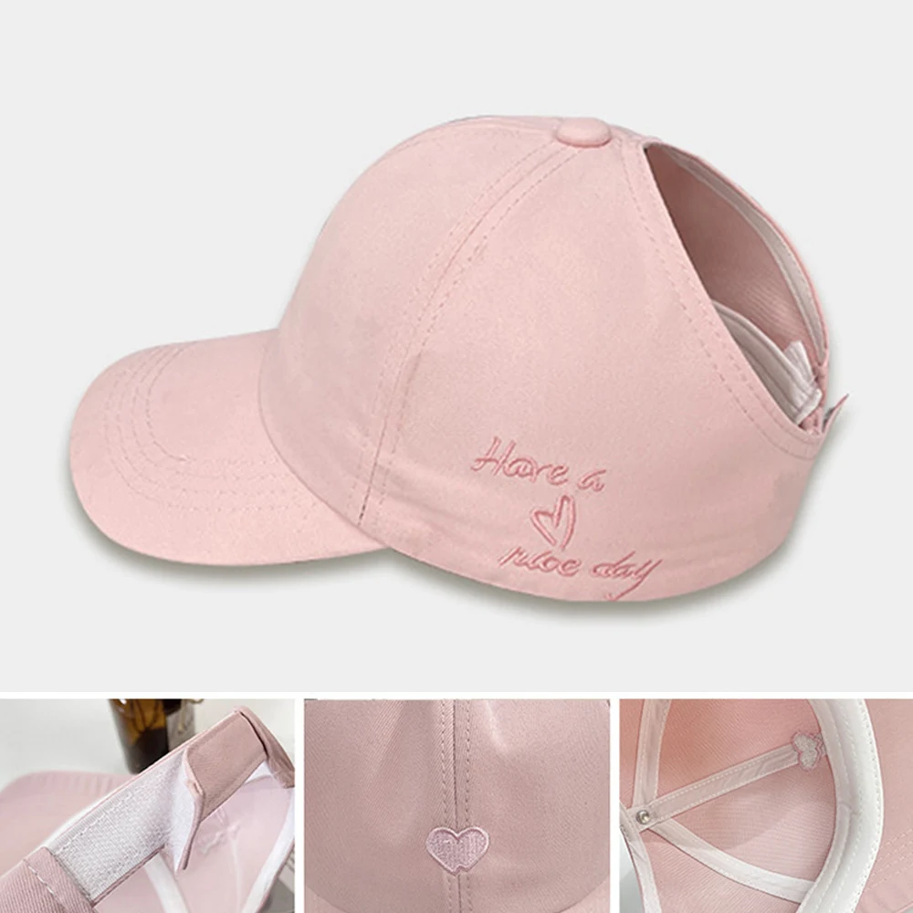 

Summer Women's Ponytail Baseball Caps Cotton Sun Hats Lady Criss Cross Messy Bun Snapback Hat Adjustable Girl Outdoor Visor Hat