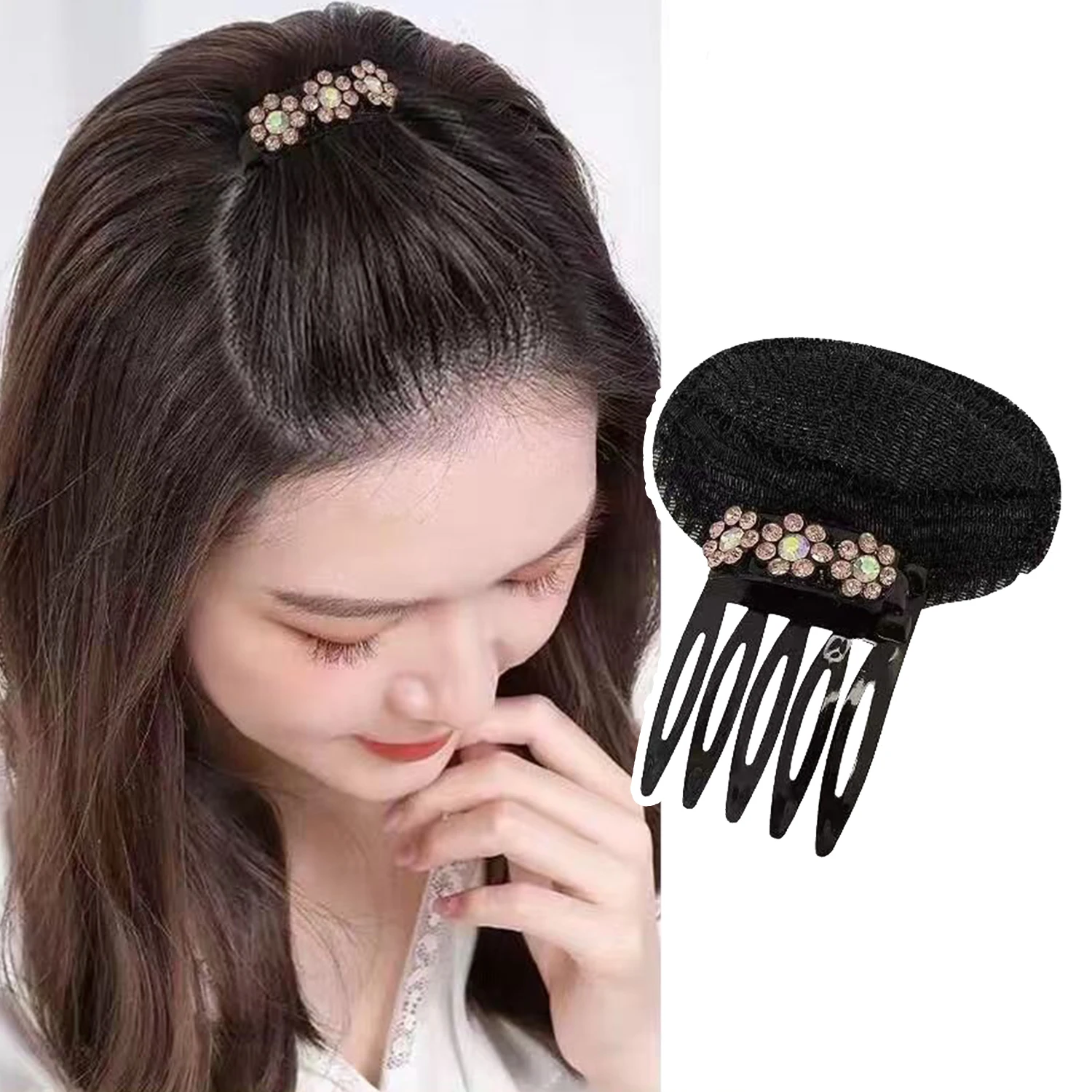 1 PC Front Hair Fluffy Sticker Hair Pad Hair Device Bangs Fluffy Insert Comb Pad Hair Hair Comb Head Top Hair Increase Hairpin