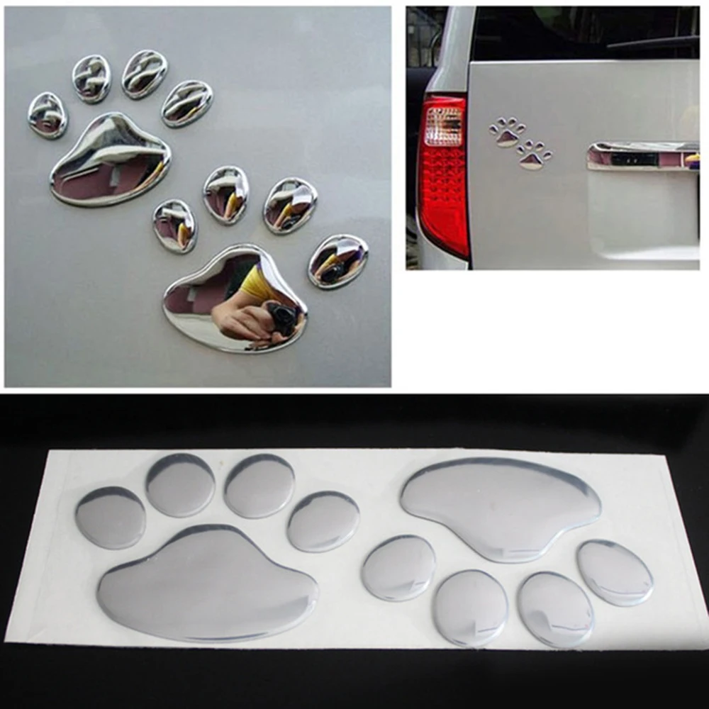 Pegatina de PVC para coche, calcomanía con diseño de pata 3D de Animal, perro y gato, 2 piezas