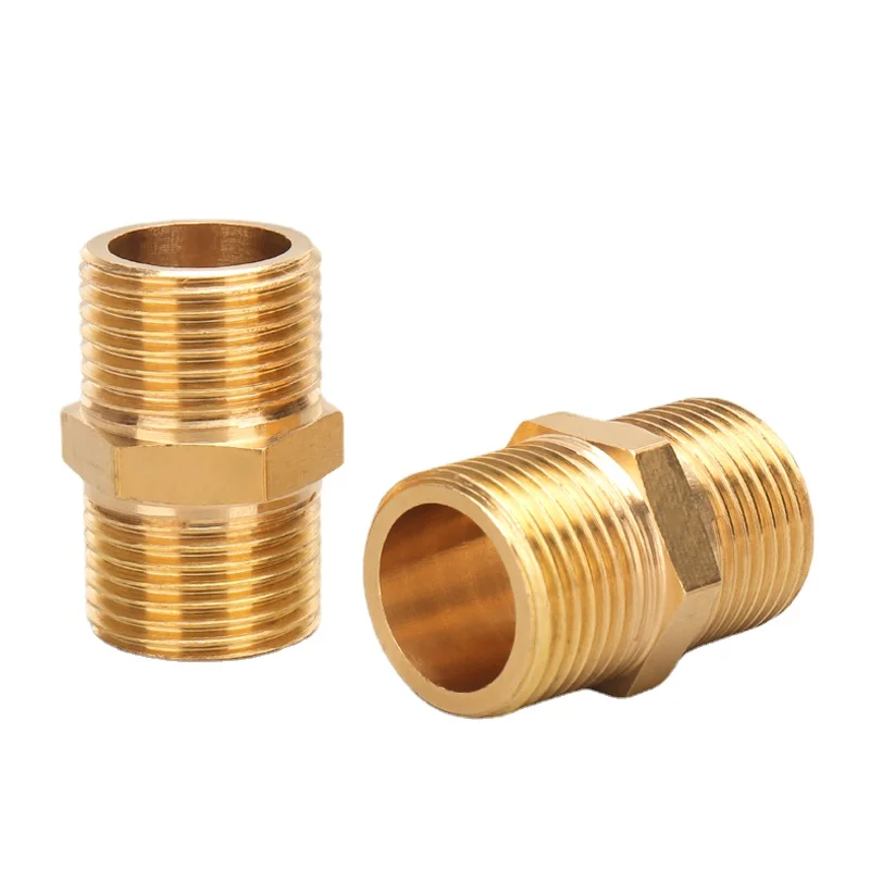 Brass Pipe Hex Nipple Fitting Quick Coupler Adapter 1/8 1/4 3/8 1/2 3/4 1 BSP Male to Male Thread Water Oil Gas Connector