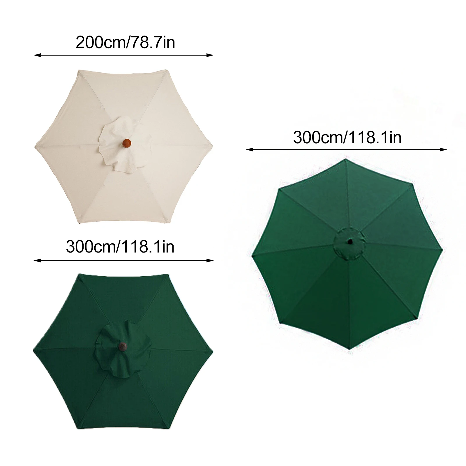 Sun Shadecloth Umbrella Replacement Canopy Sail Waterproof Parasol Pool Outdoor Courtyard Rain Cover UV Duty Swimming