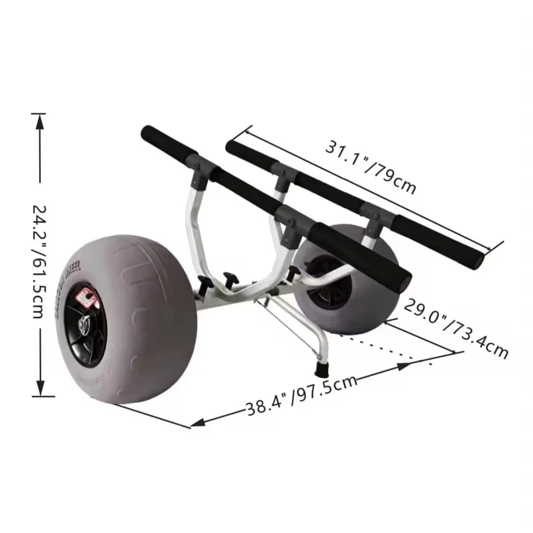 Yak Outdoors Aluminum Kayak Trolley & Beach Cart for Pedal Fishing Boats Surfing & Rivers | Heavy-Duty Balloon Wheel Cart