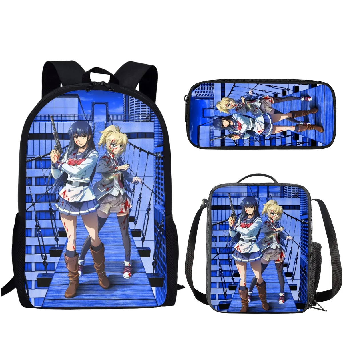 Trendy Popular Funny Darling in the Fran 3D Print 3pcs/Set pupil School Bags Laptop Daypack Backpack Lunch bag Pencil Case