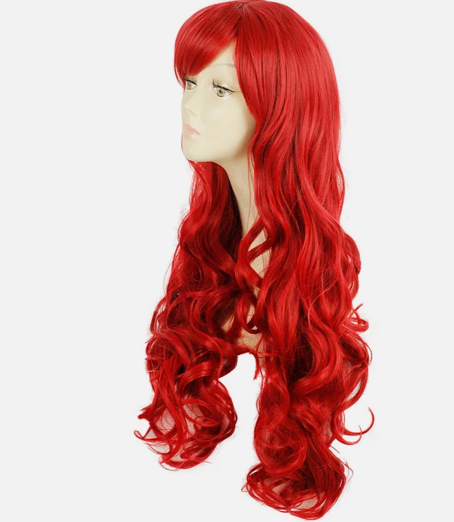 Women Red Cosplay Wig Long Curly Hair Fashion Hair Wigs 75cm