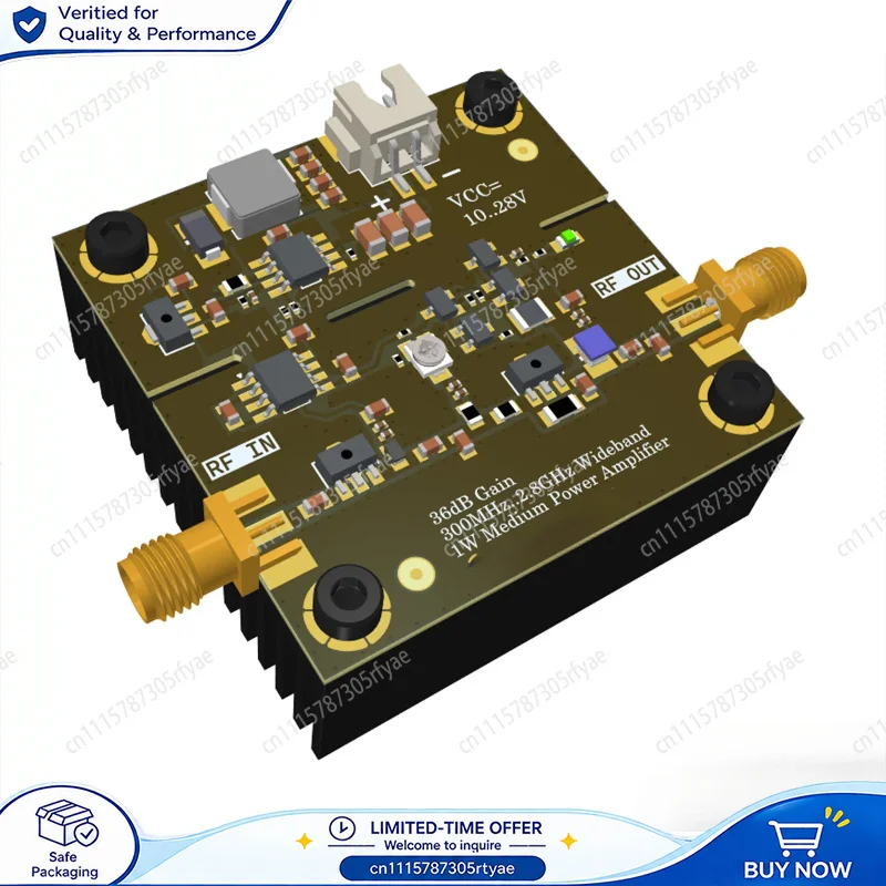 300MHz-2.8GHz 1W 36dB Gain Wideband Driver Amplifier 10-28V Wide Voltage RF Power Amplifier Module for Wireless Applications